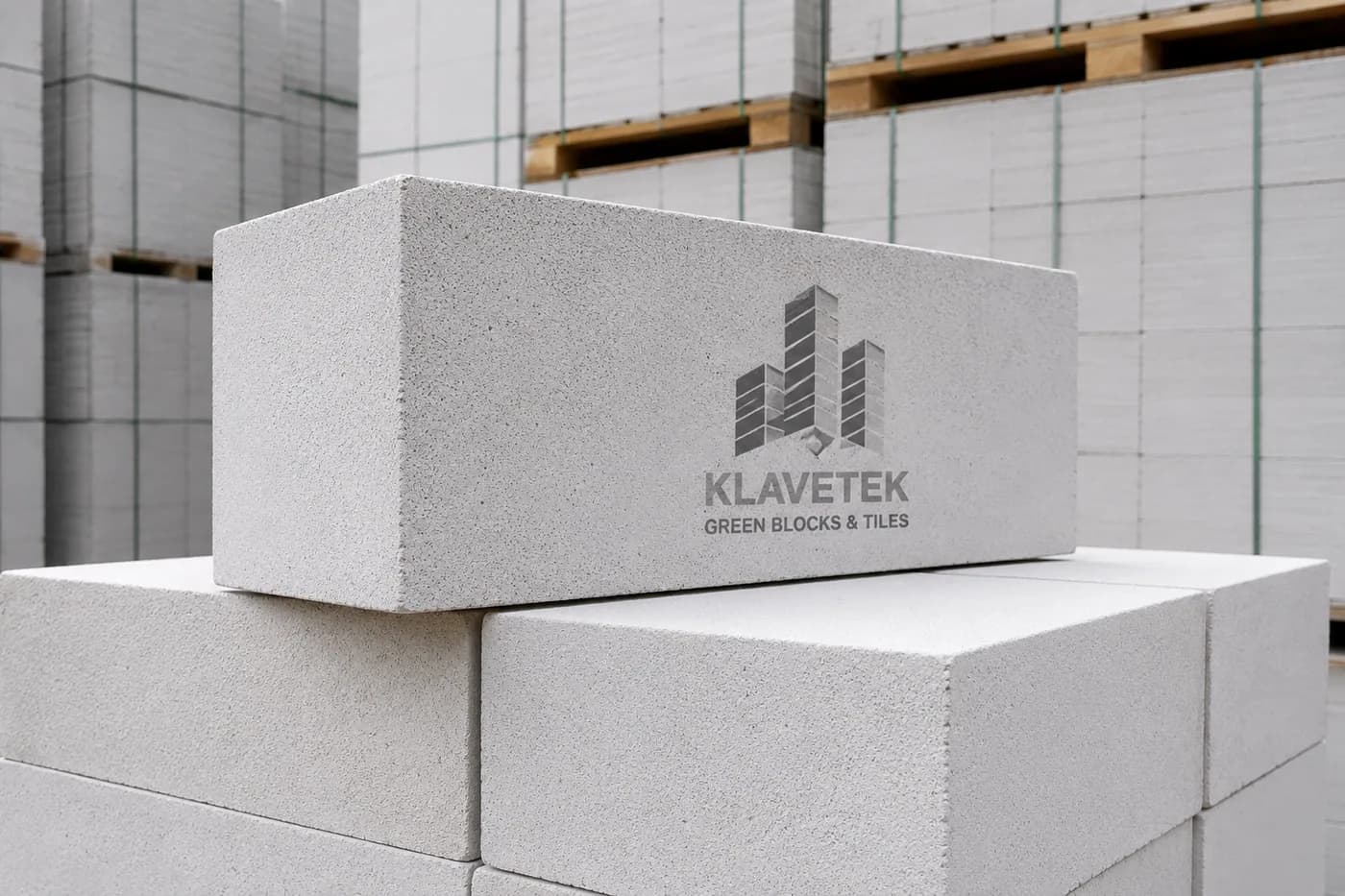 Stacked Klavetek AAC blocks โ lighter and larger than clay bricks